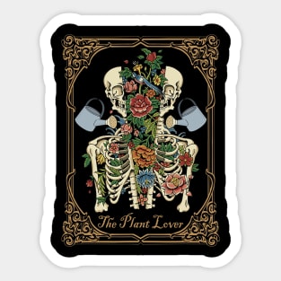 The Plant Lover Tarot Card Skeleton Skull Flowers Plants Sticker